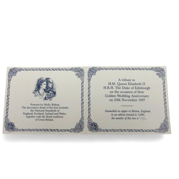 HALCYON DAYS Enamel Queen Elizabeth II And Prince Philip 50th Wedding Anniversar - Picture 8 of 10